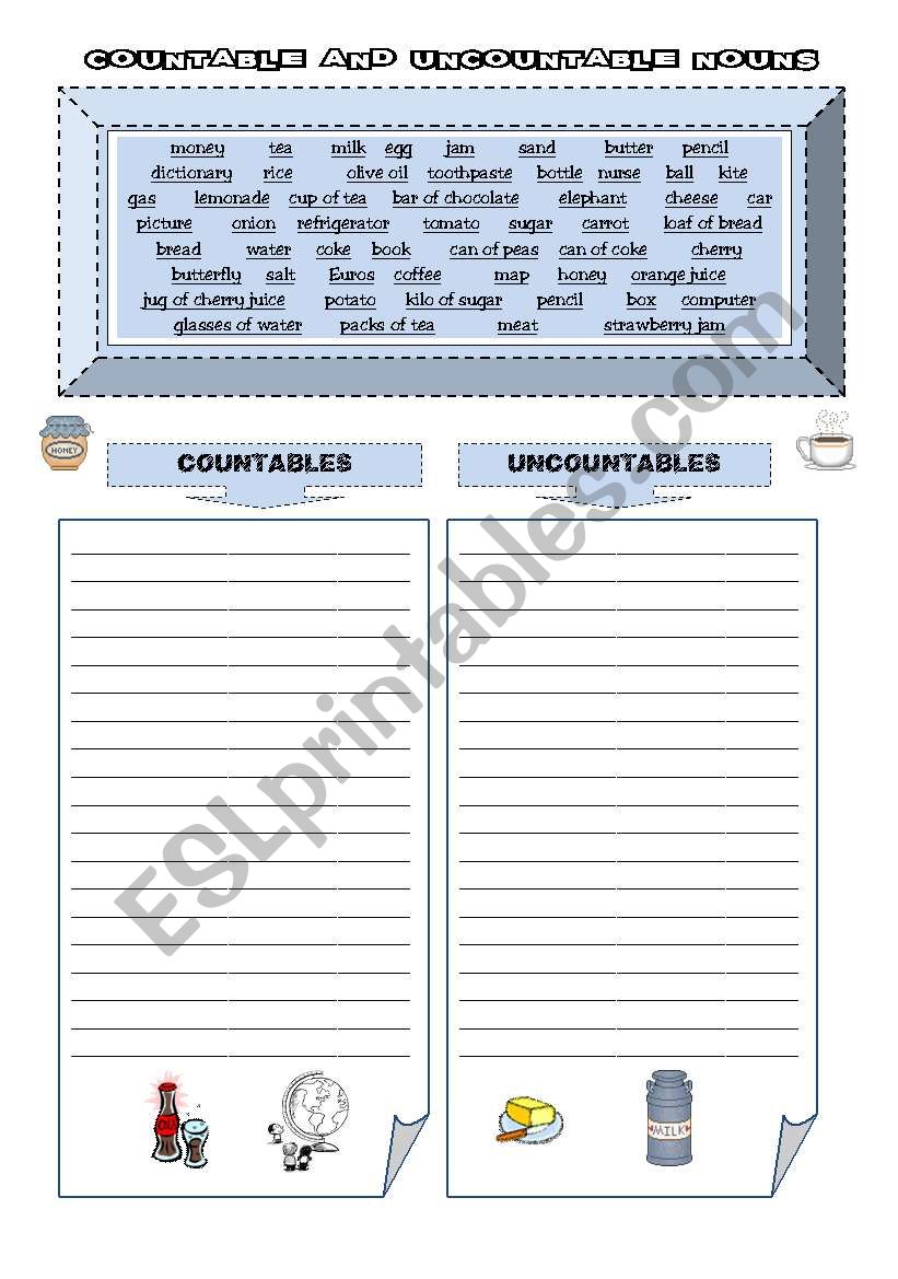 COUNTABLE OR UNCOUNTABLE? worksheet