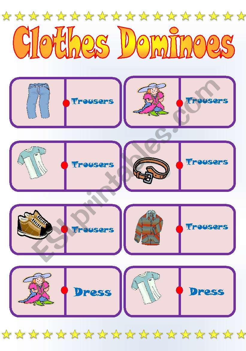 CLOTHES DOMINOES (part 1) worksheet