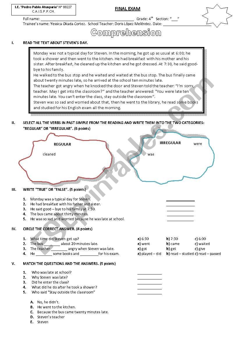 verbs worksheet