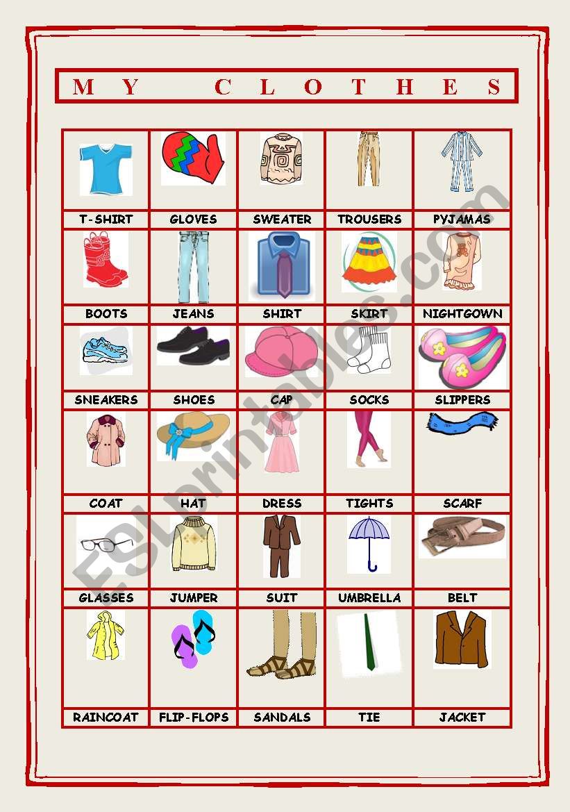 CLOTHES worksheet