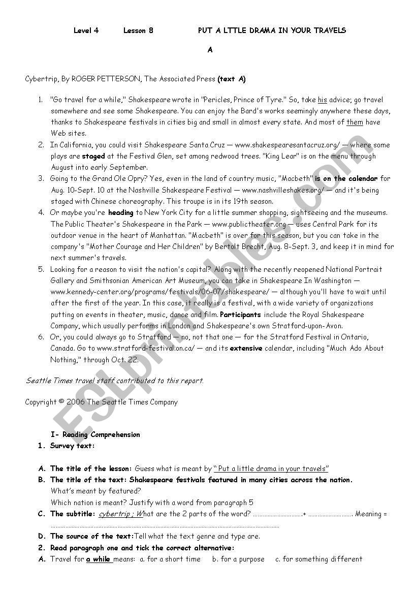  Lesson 8   Level 4 worksheet