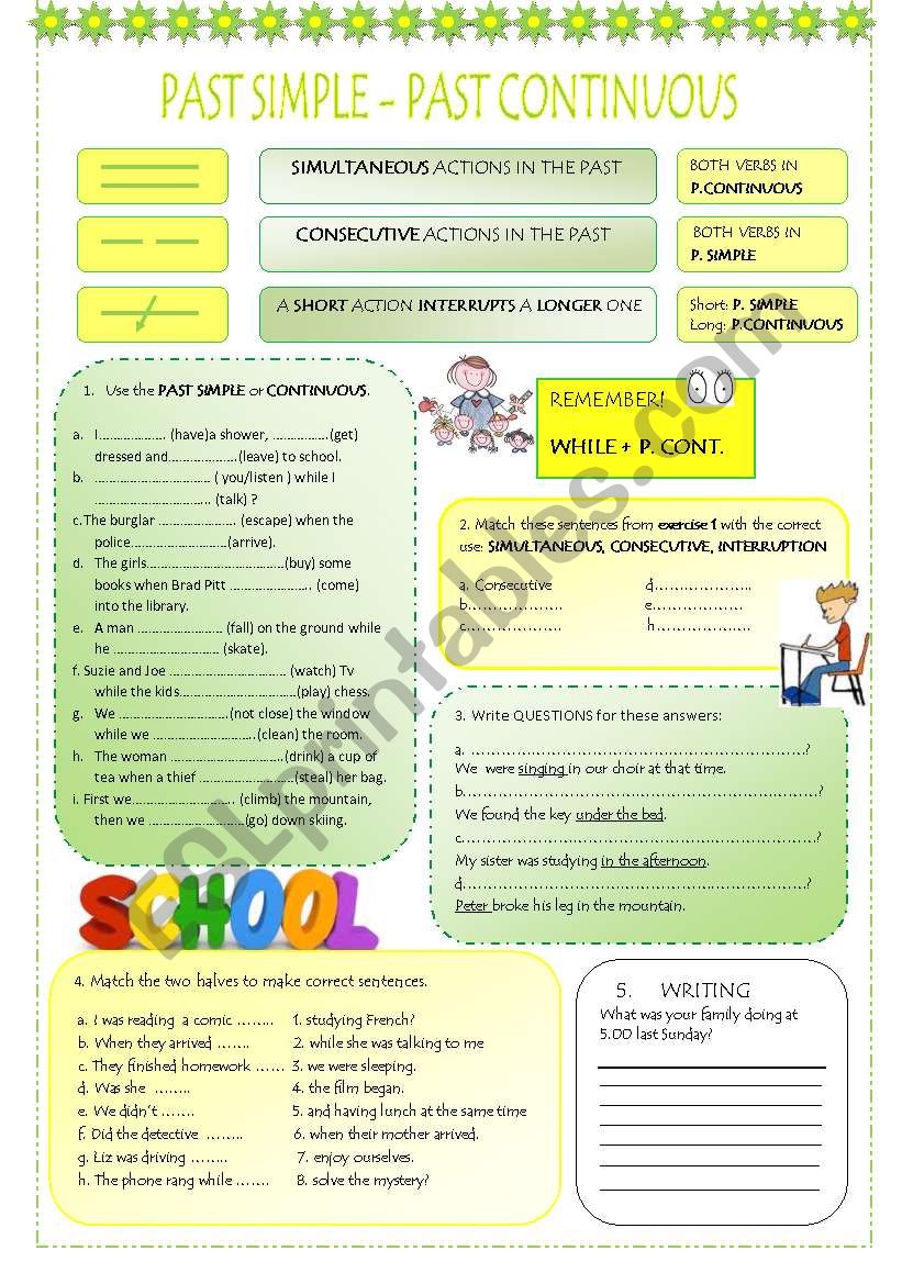 PAST SIMPLE AND CONTINUOUS worksheet