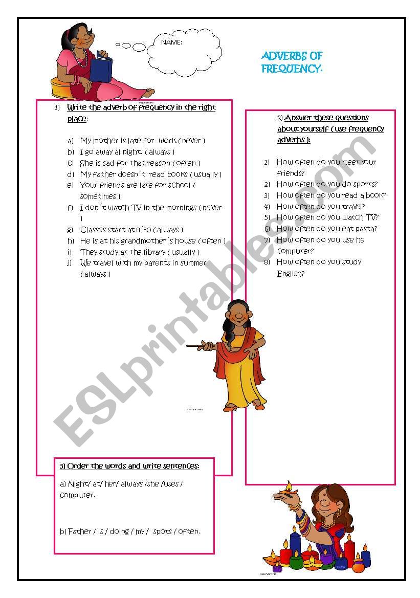 Adverbs of frequency for fifth level