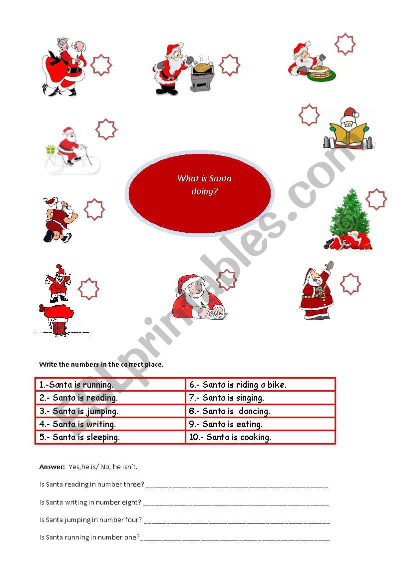 What is Santa doing? worksheet