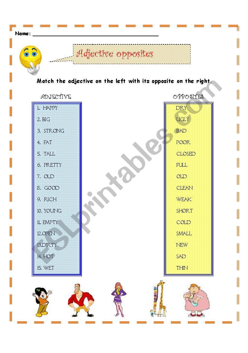 Opposites - adjectives worksheet
