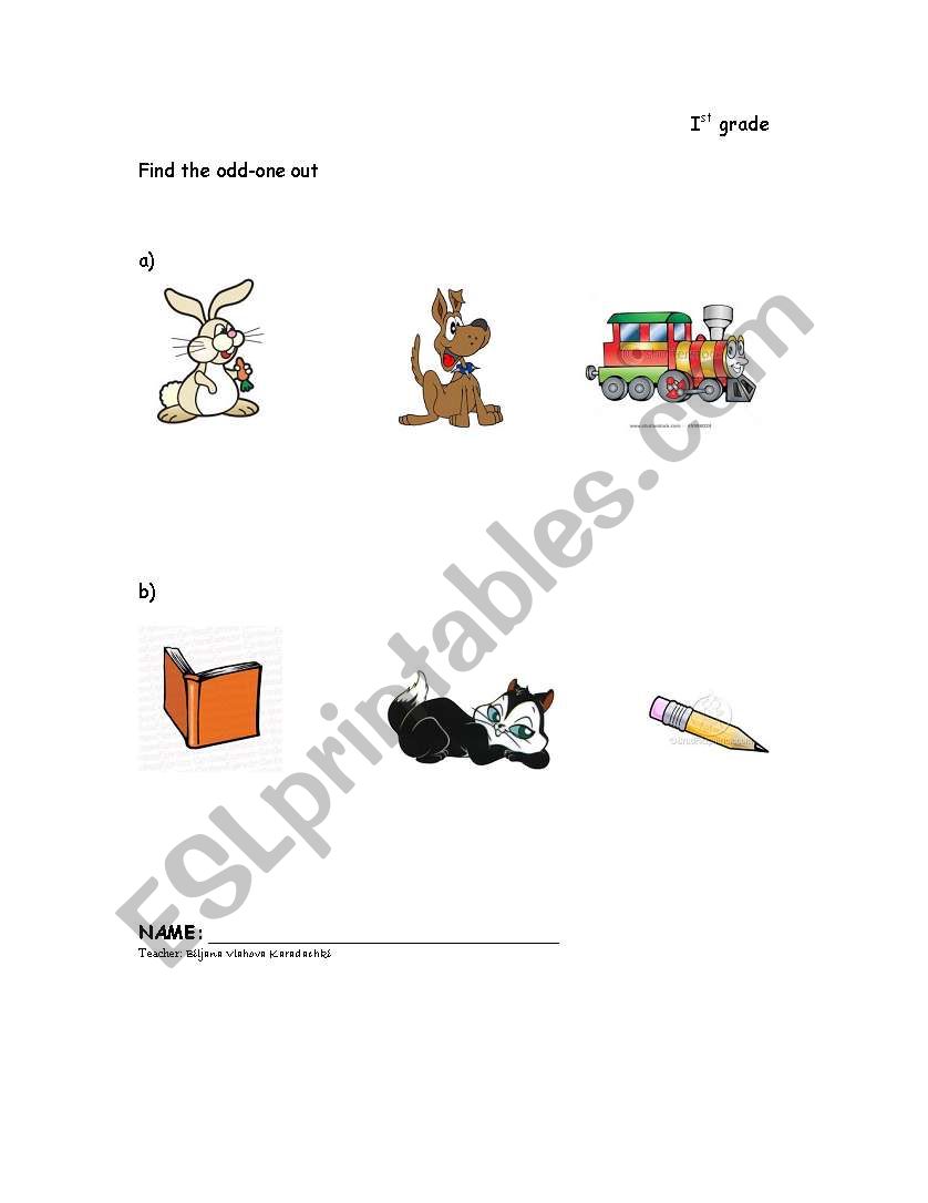 Find the odd one out worksheet