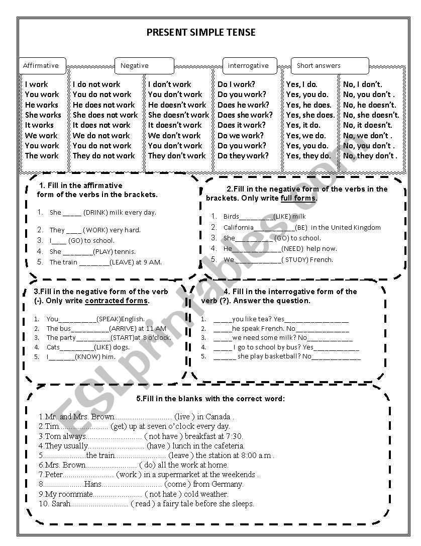 Present Simple  worksheet