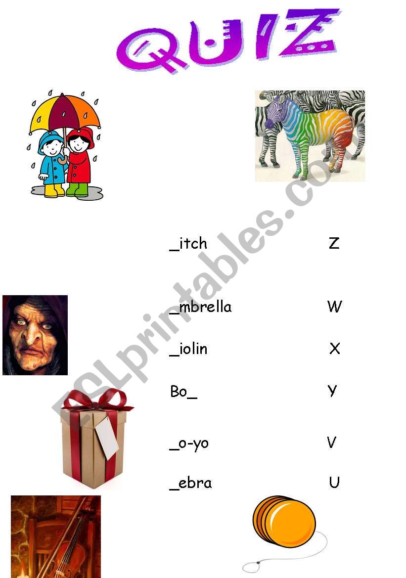 W X Y Z Worksheet