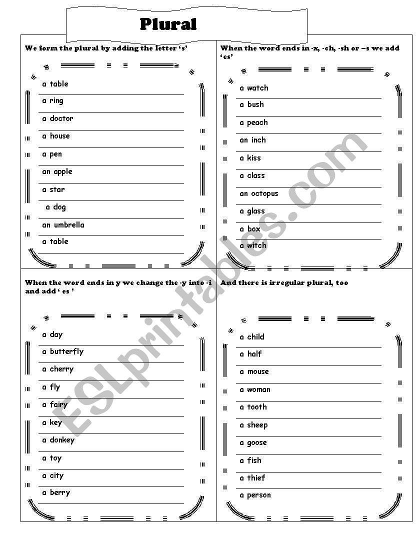 Plurals worksheet