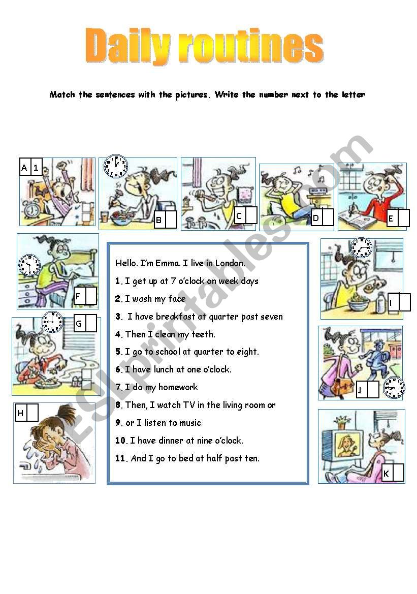 DAILY ROUTINES worksheet