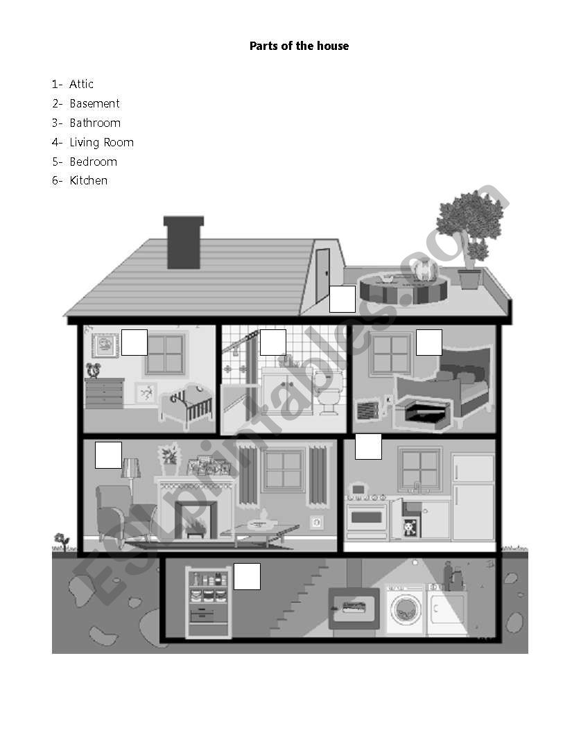 Parts of the house worksheet