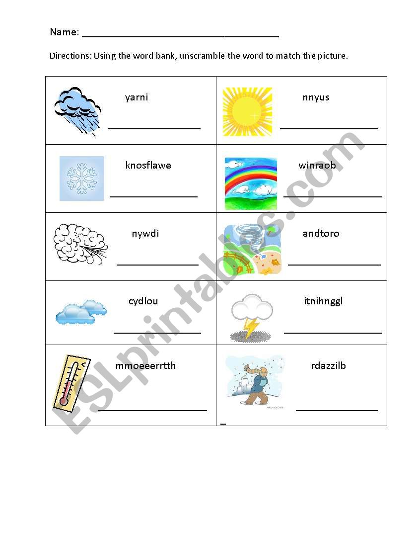 Weather Scramble worksheet