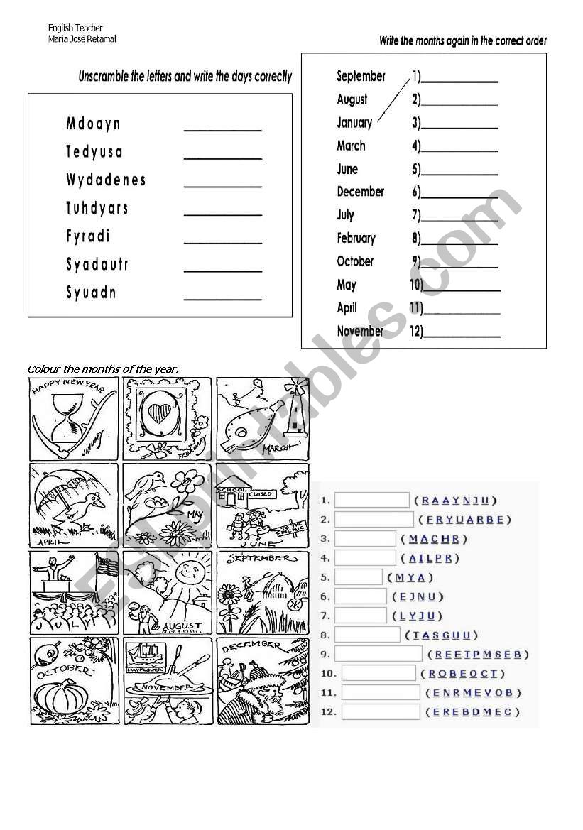 Months of the year worksheet