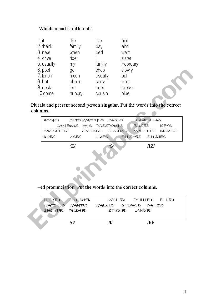 PHONETICS worksheet