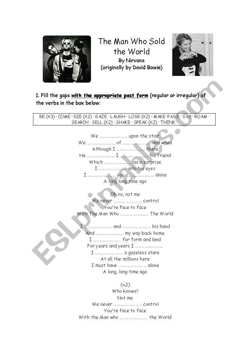 The Man Who Sold the World worksheet