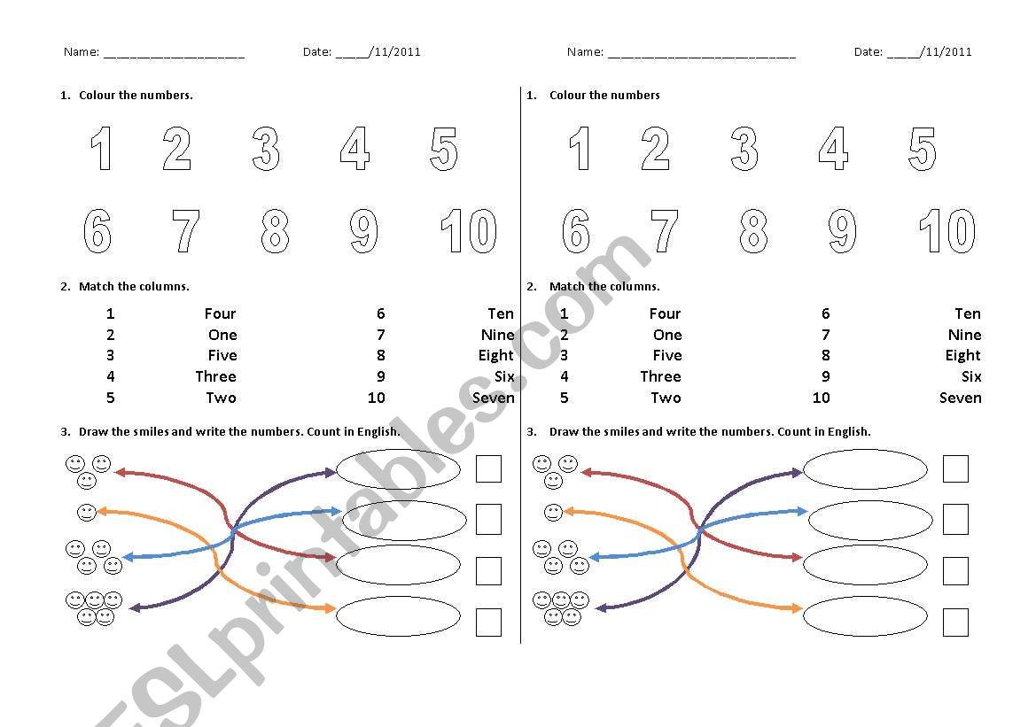 Numbers worksheet