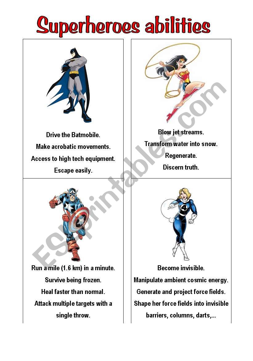 superheroes 2 worksheet