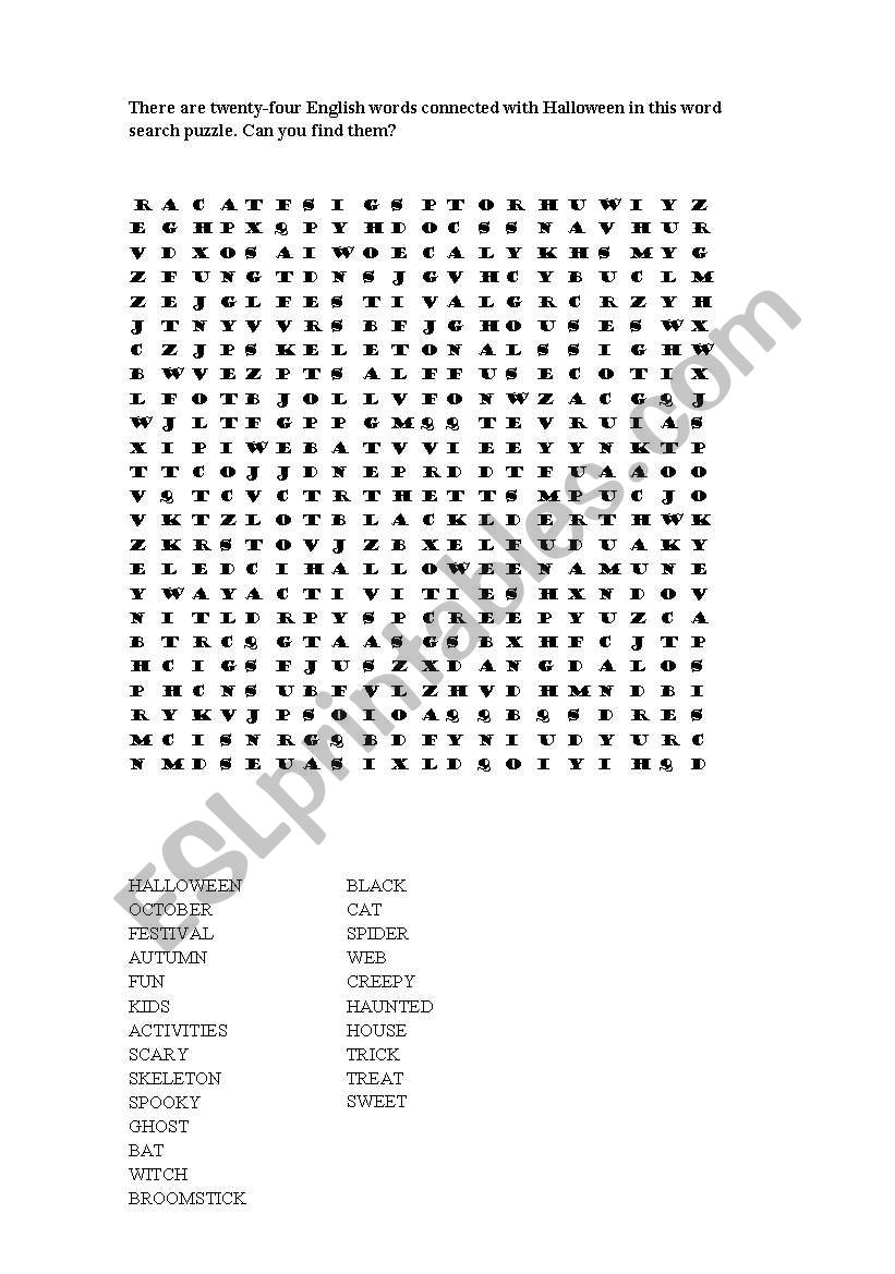 Halloween crossword worksheet