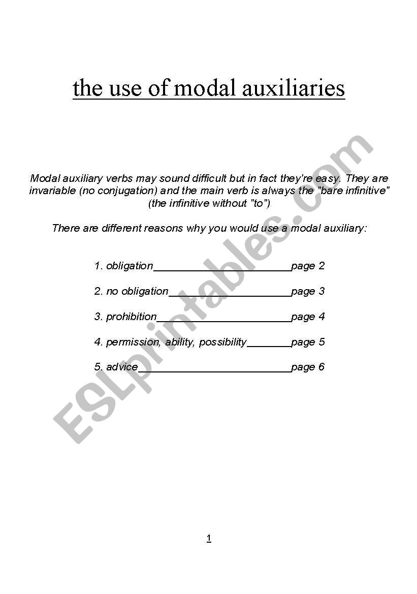 modal auxiliaries worksheet