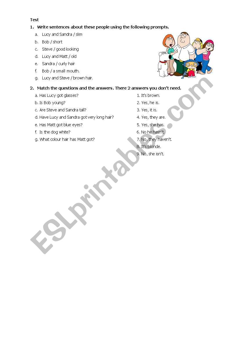 Physical description worksheet