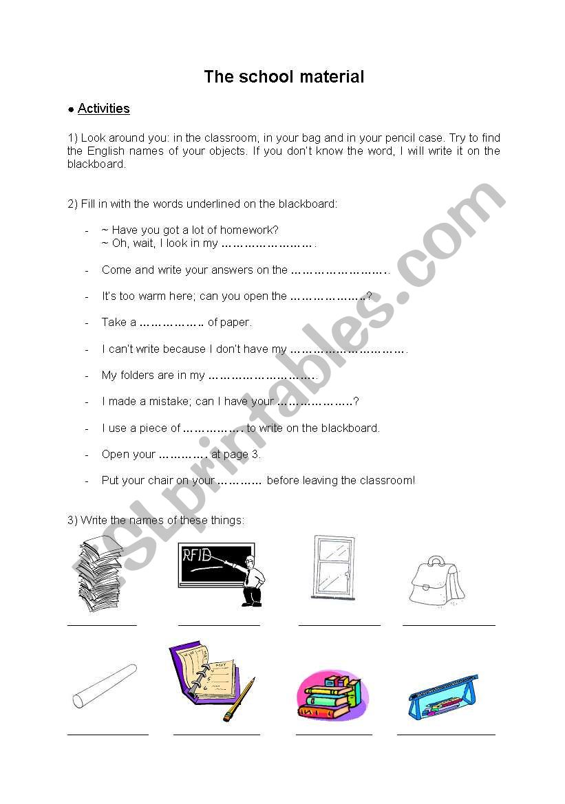 School things worksheet