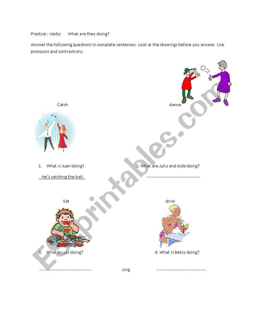 What are they doing?  worksheet