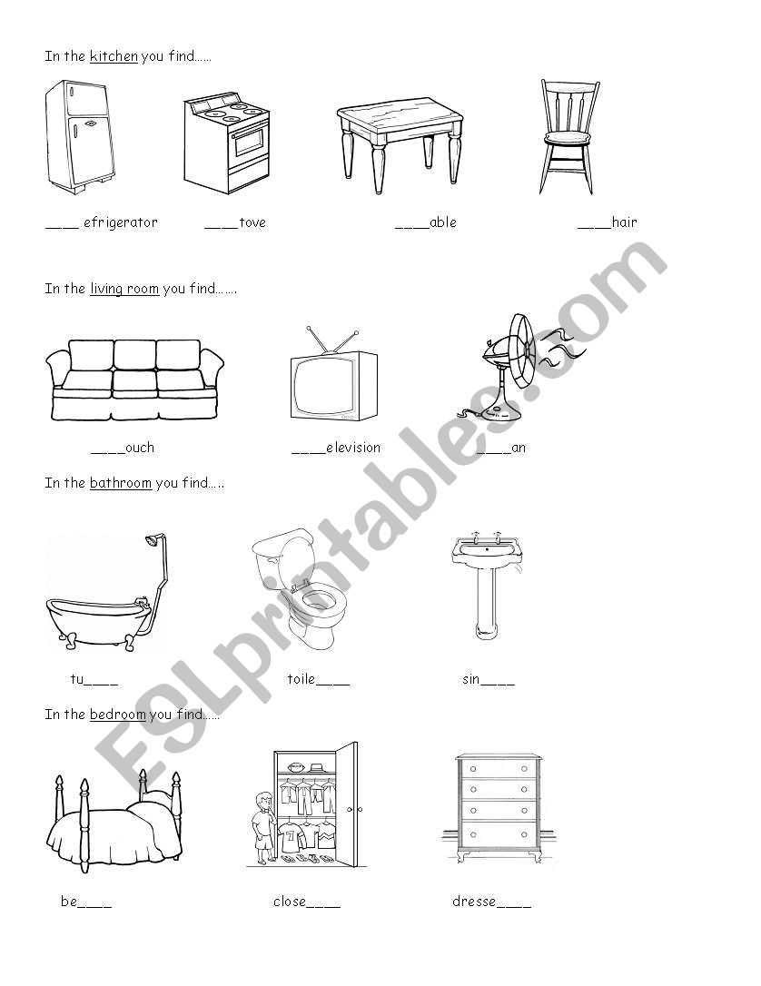 Furniture worksheet