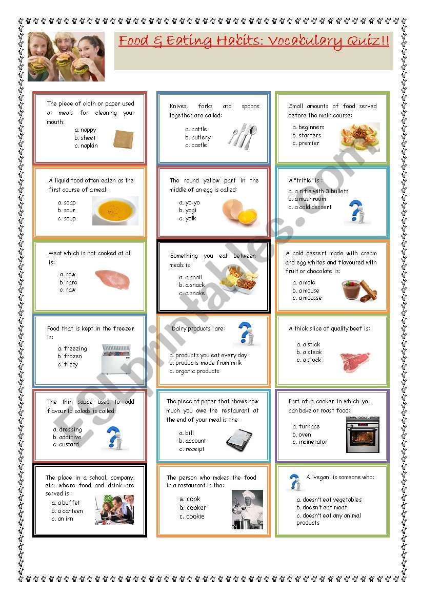 Food & Eating habits: Vocabulary Quiz!