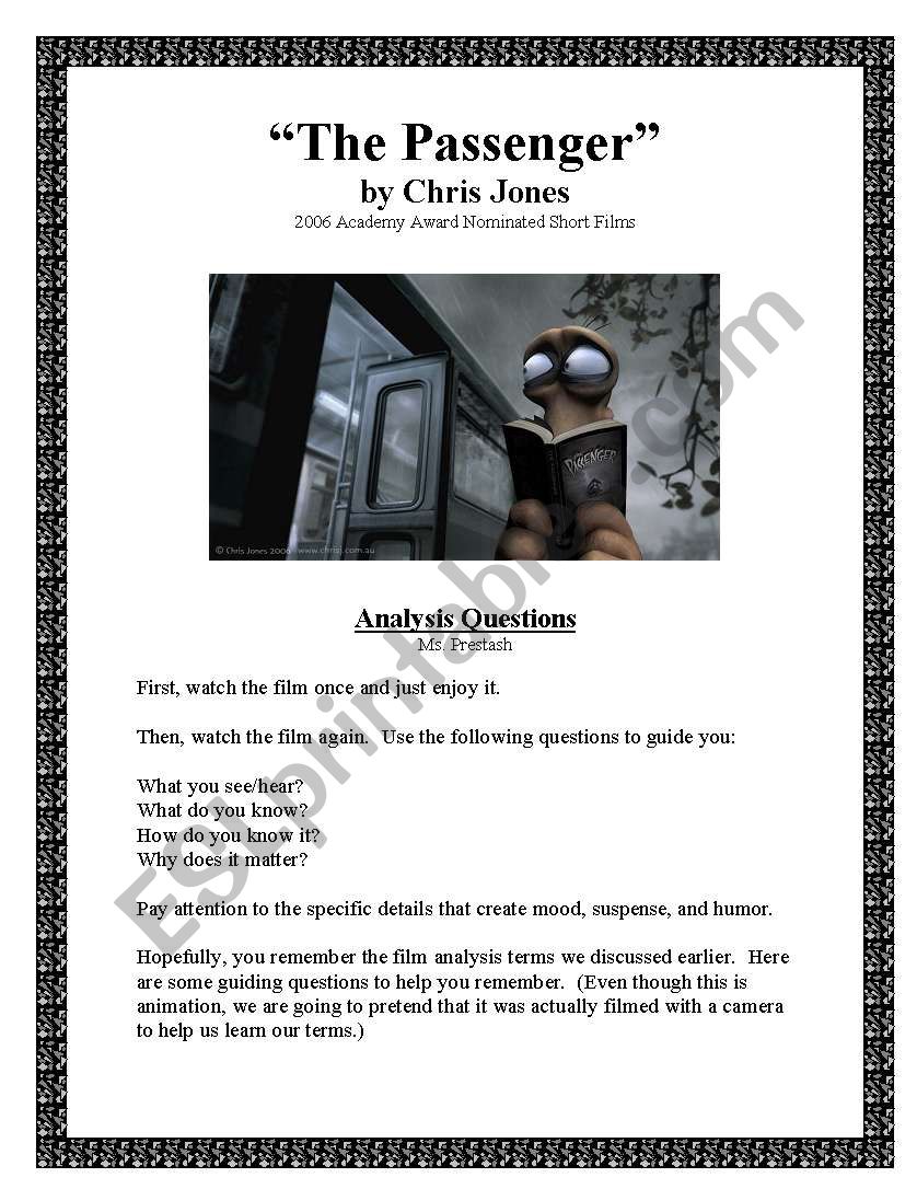 The passenger worksheet