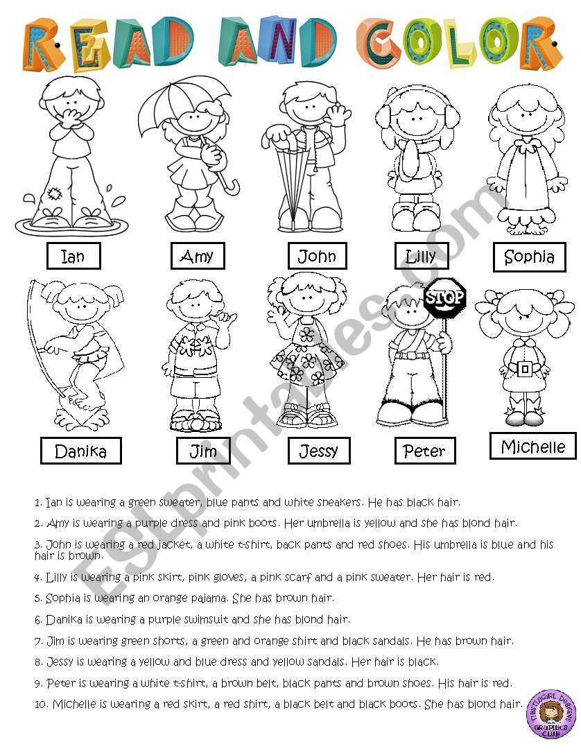 Read And Color Esl Worksheet By Lilianamontoya13