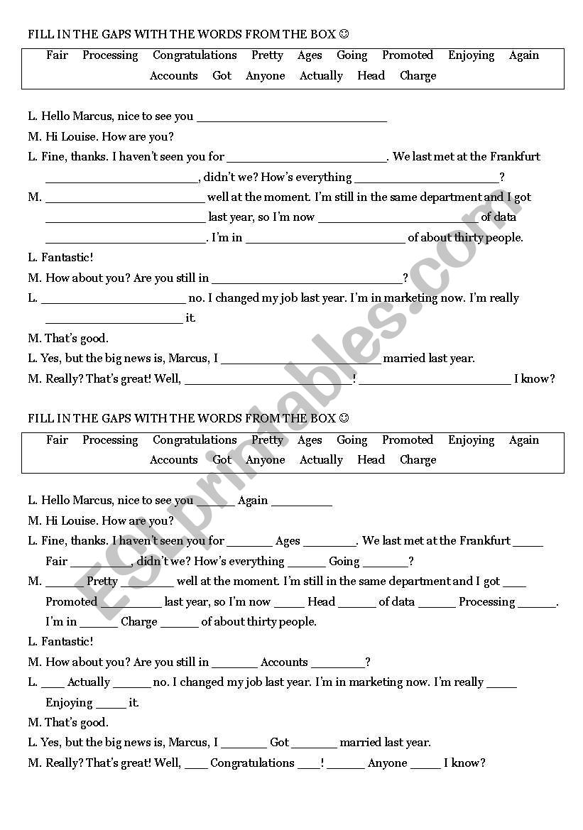 Business Conversation worksheet