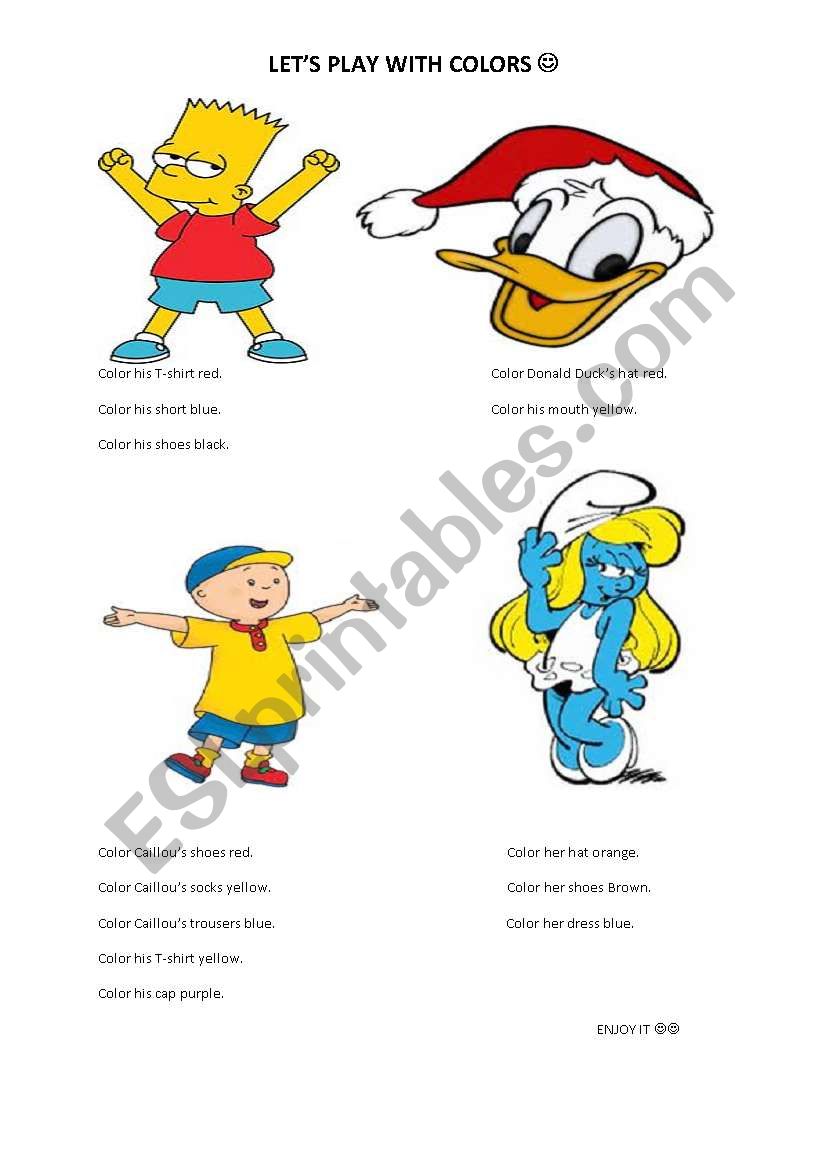 color the clothes worksheet