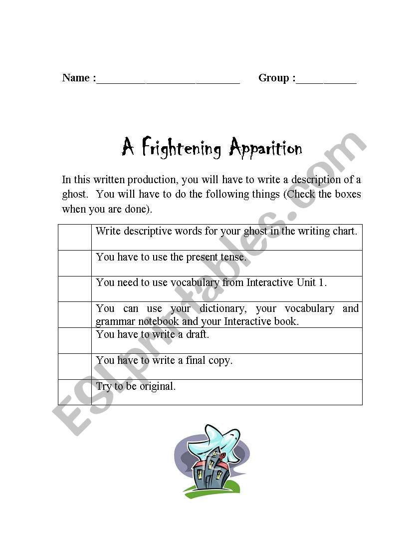 A Frightening Apparition worksheet