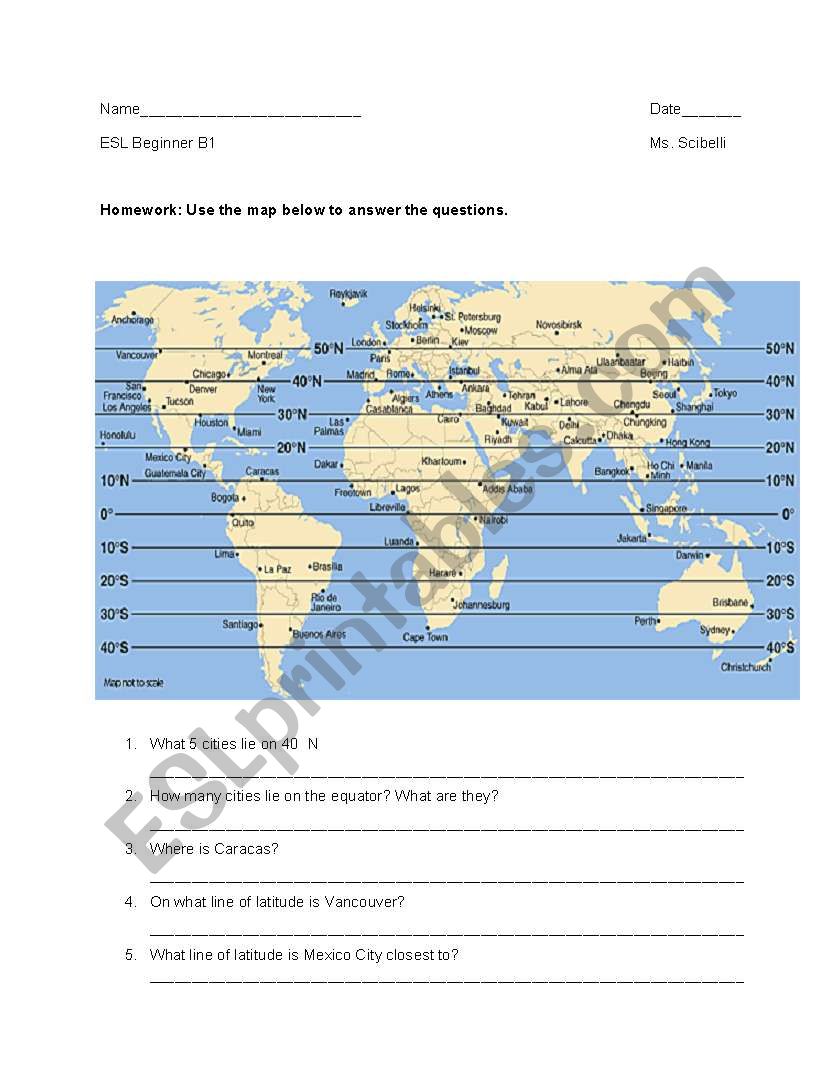 Latitude worksheet worksheet