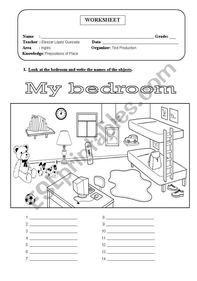 My Bedroom worksheet