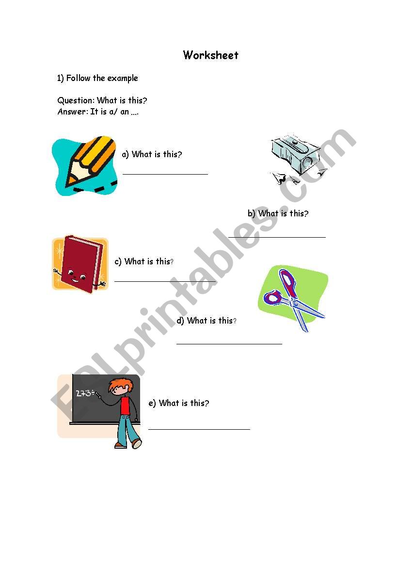 classroom objects worksheet