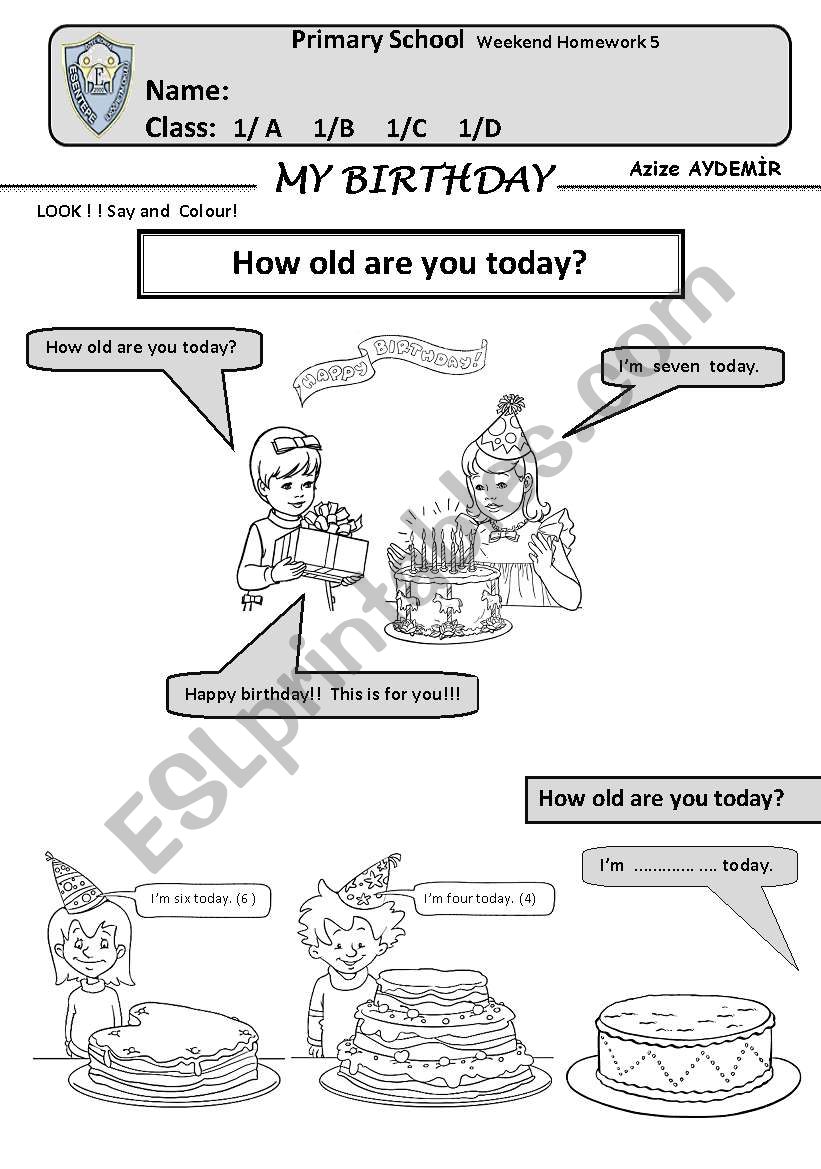 my birthday worksheet