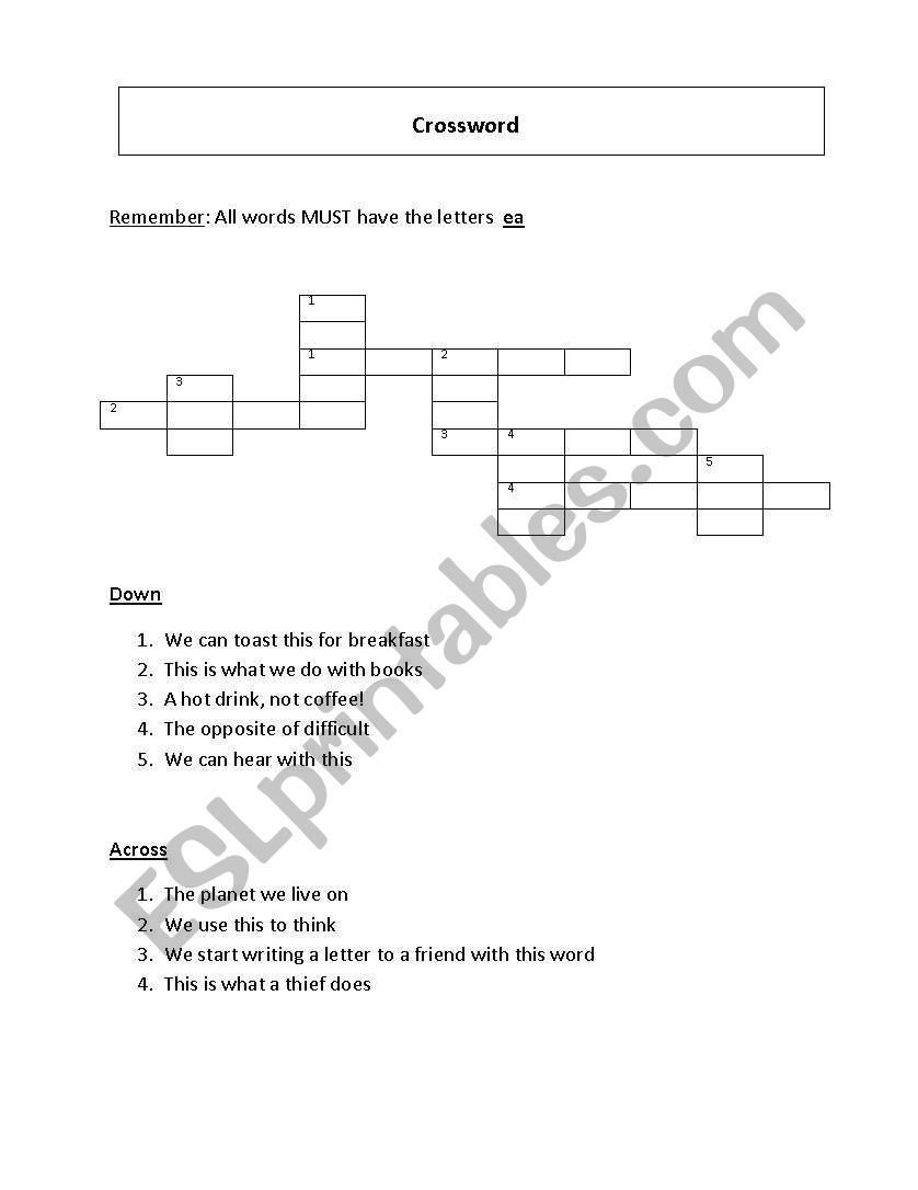 ea words worksheet