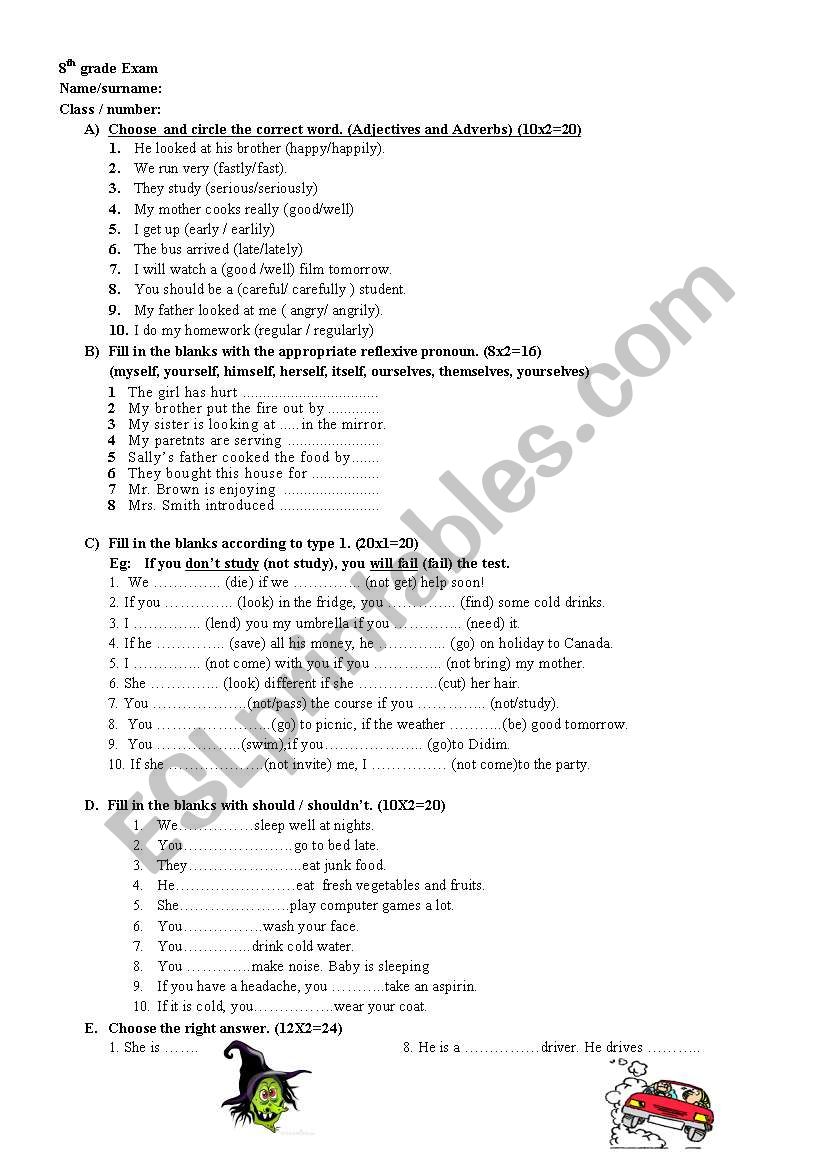 exam worksheet