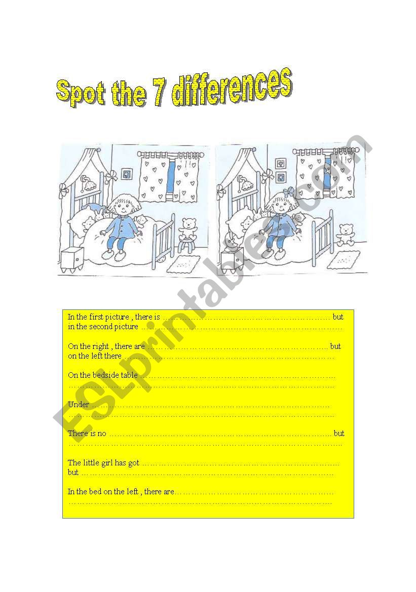 SPOT THE 7 DIFFERENCES worksheet