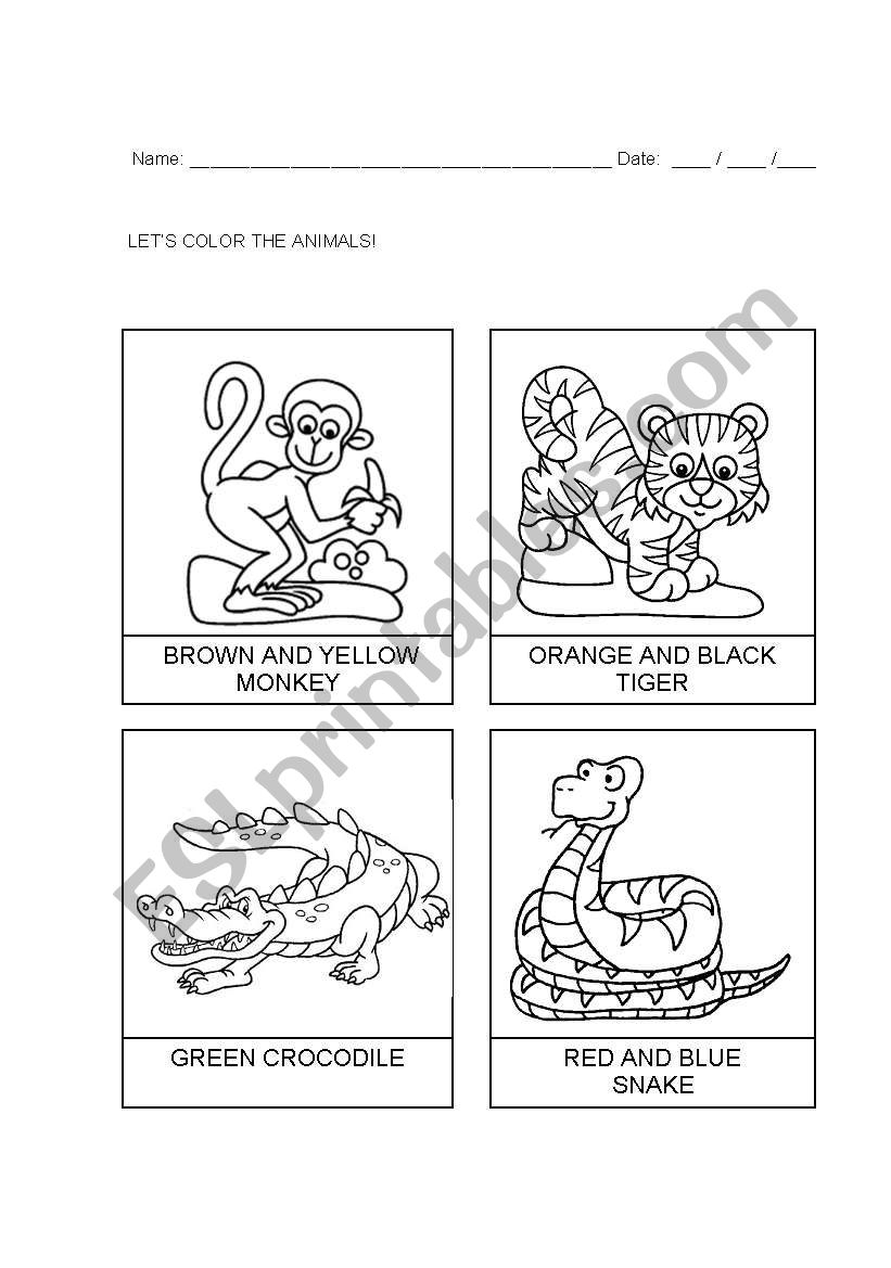 Animals worksheet