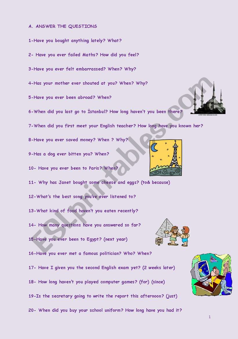 A perfect revision for present perfect tense