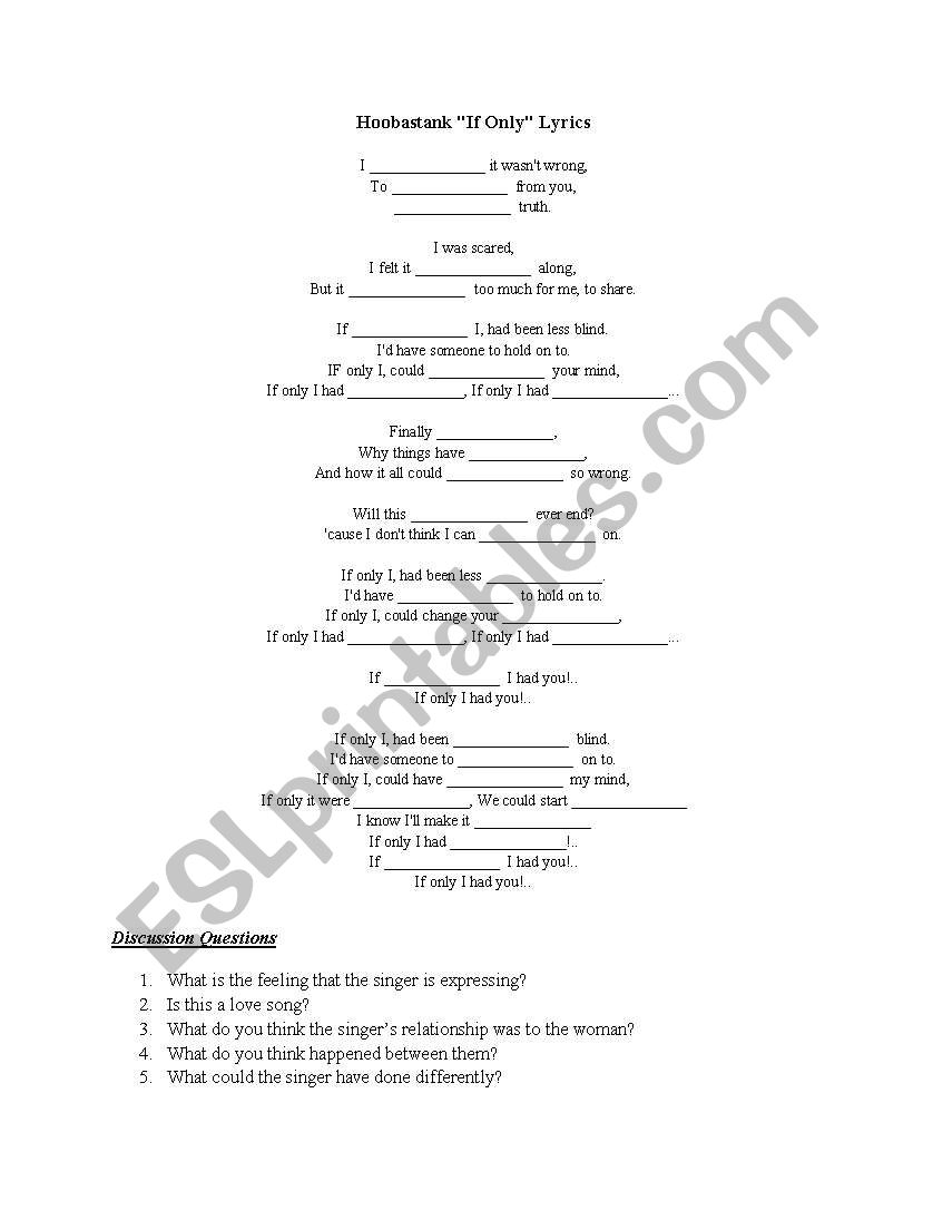 Expressing regrets worksheet