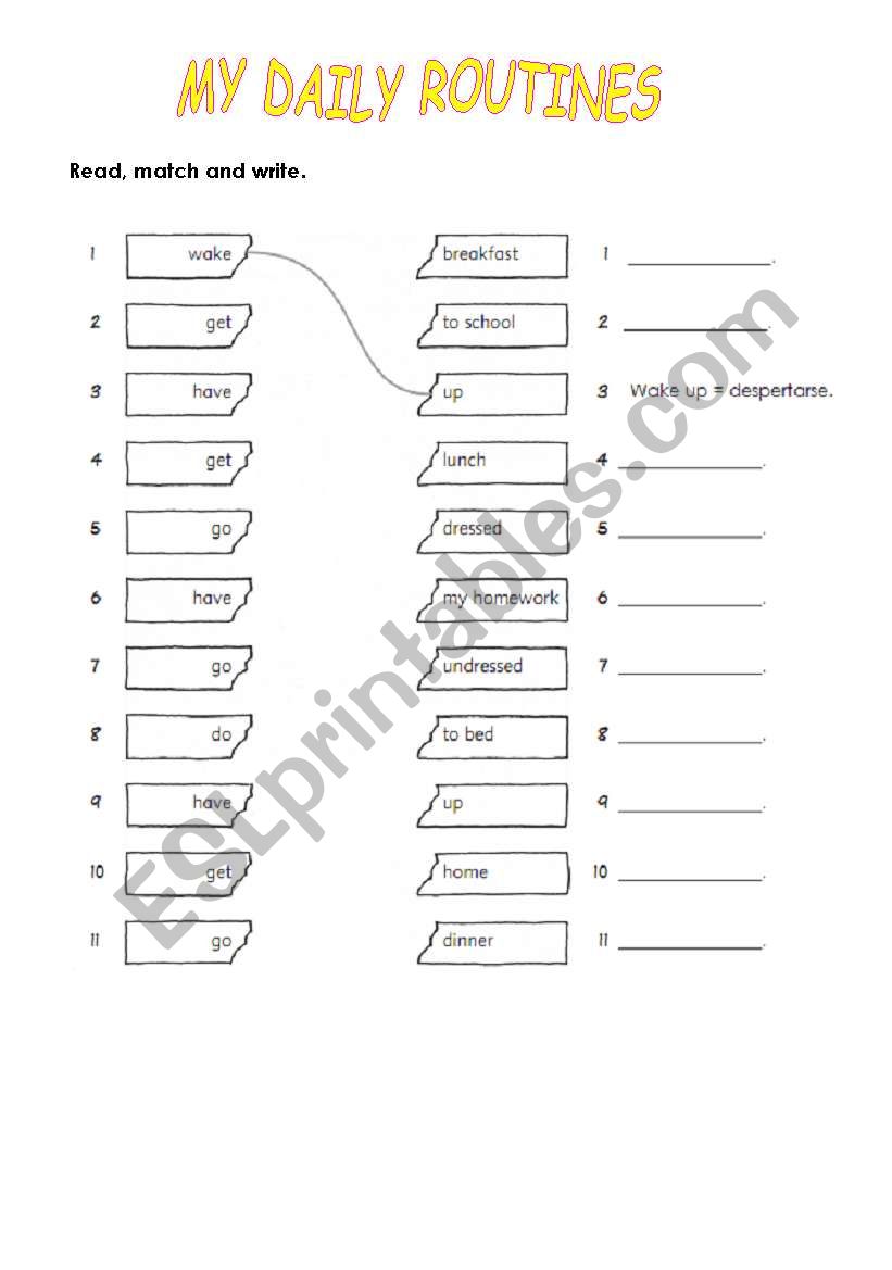 My daily routines worksheet