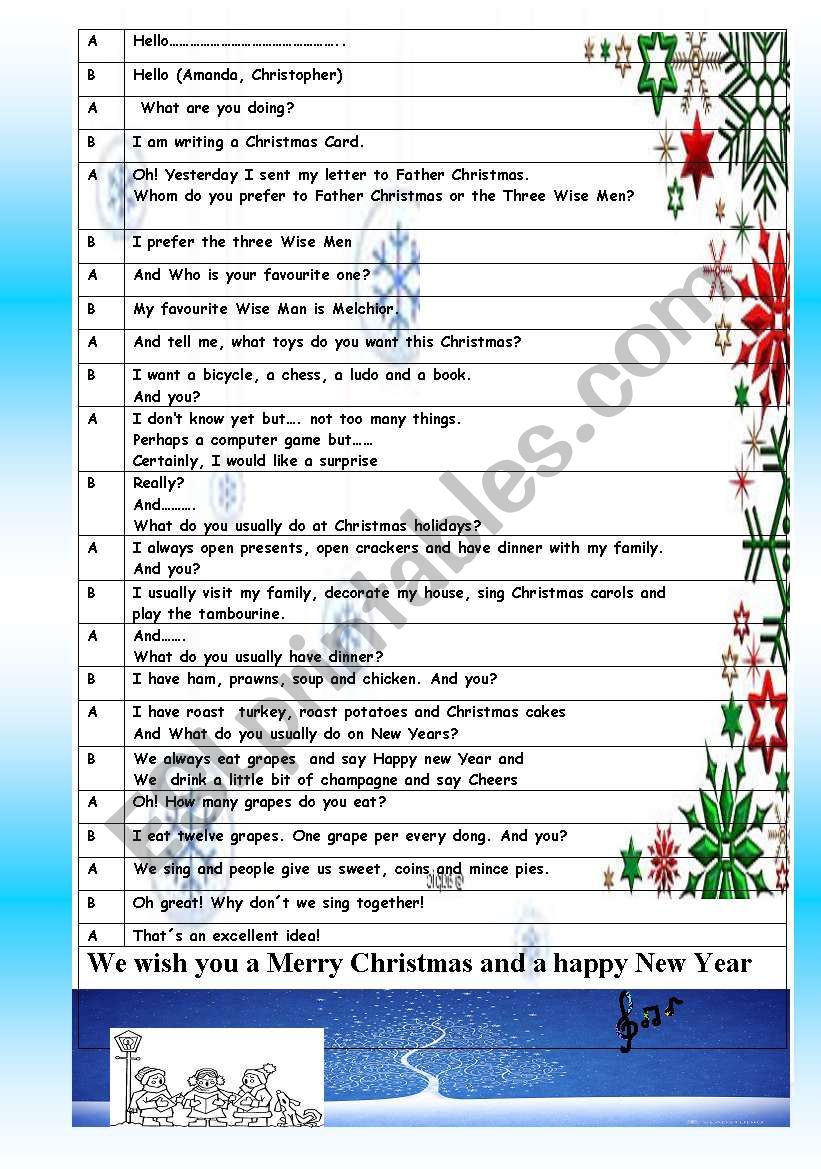 Christmas conversation worksheet