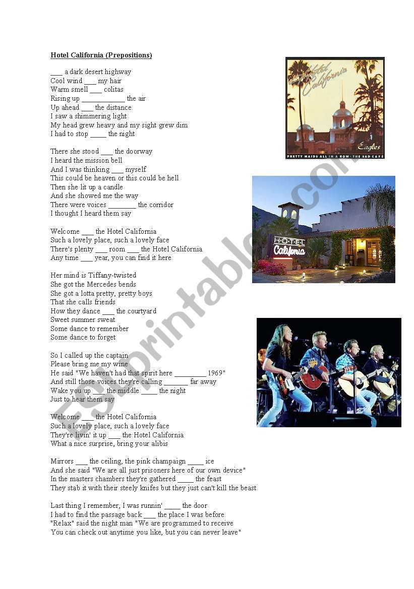 Hotel California - The Eagles - Prepositions