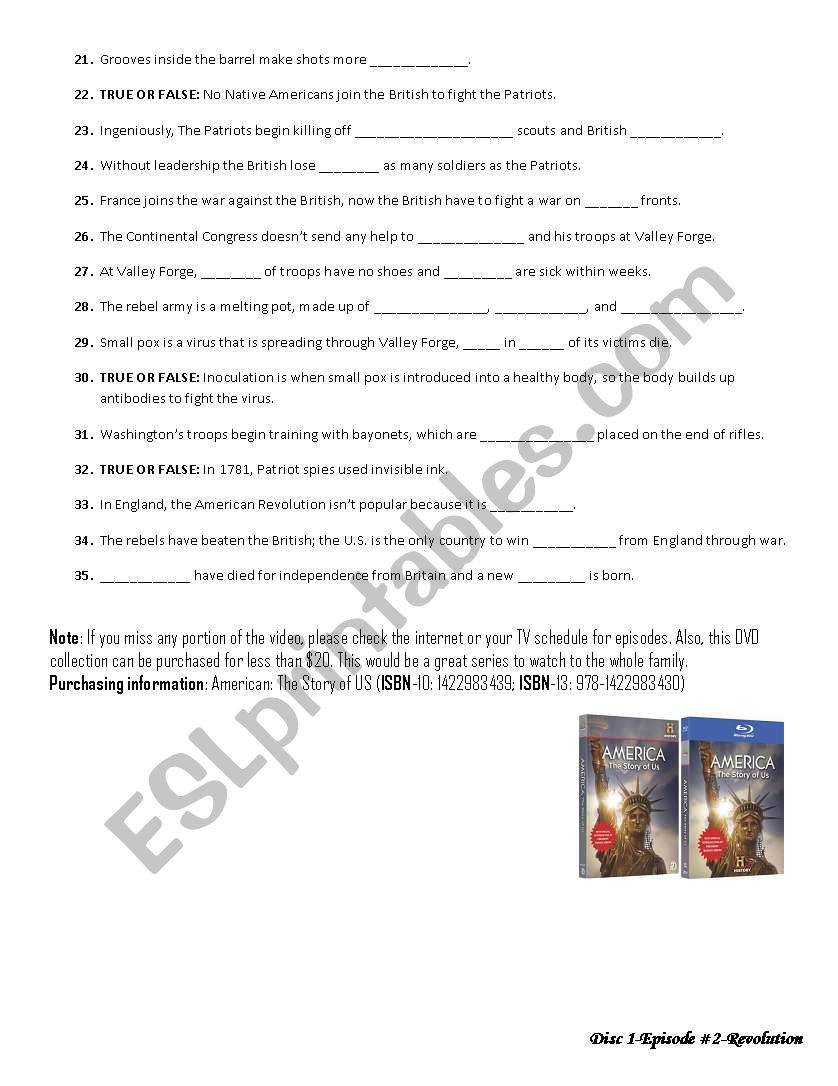 America The Story Of Us Episode 2 Revolution Worksheet Answers