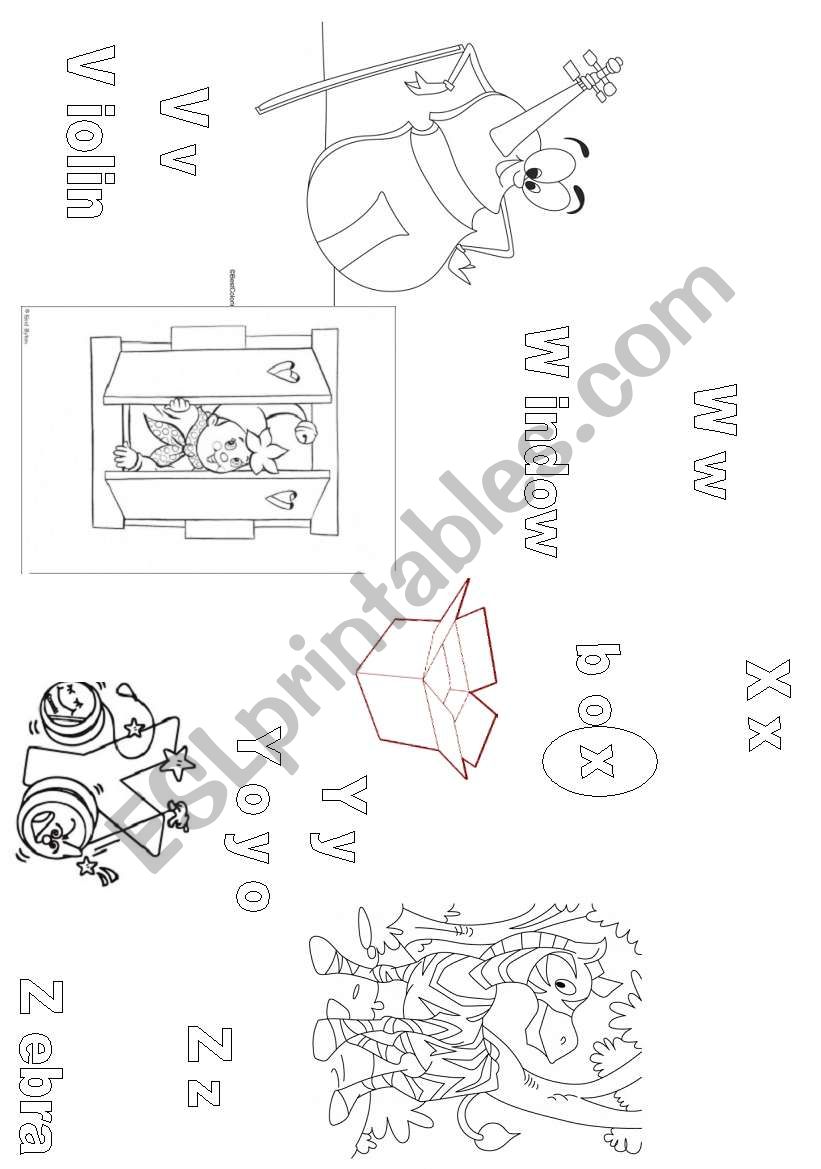 alphabet  v w x y z  worksheet