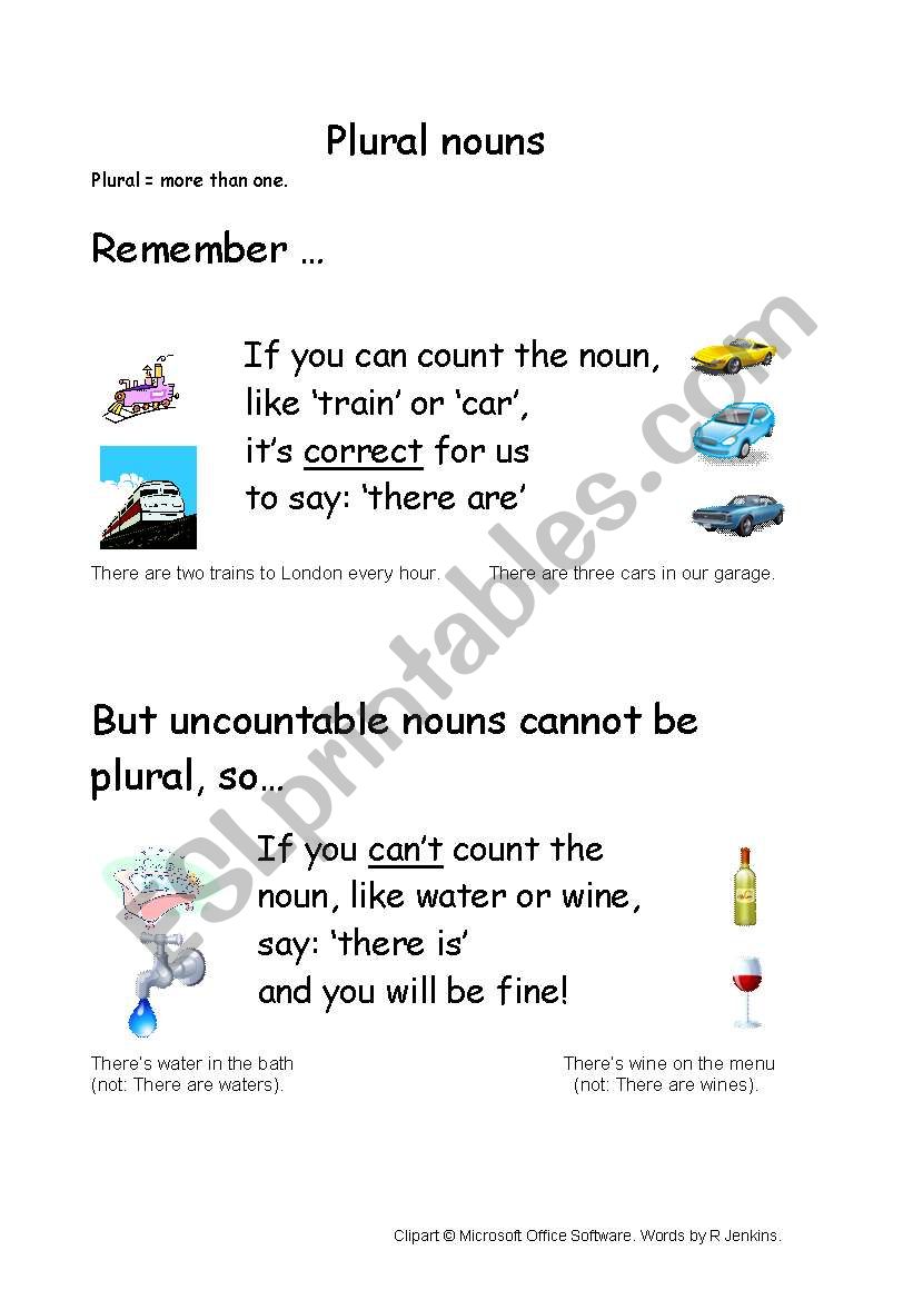 uncountable nouns cannot be plural