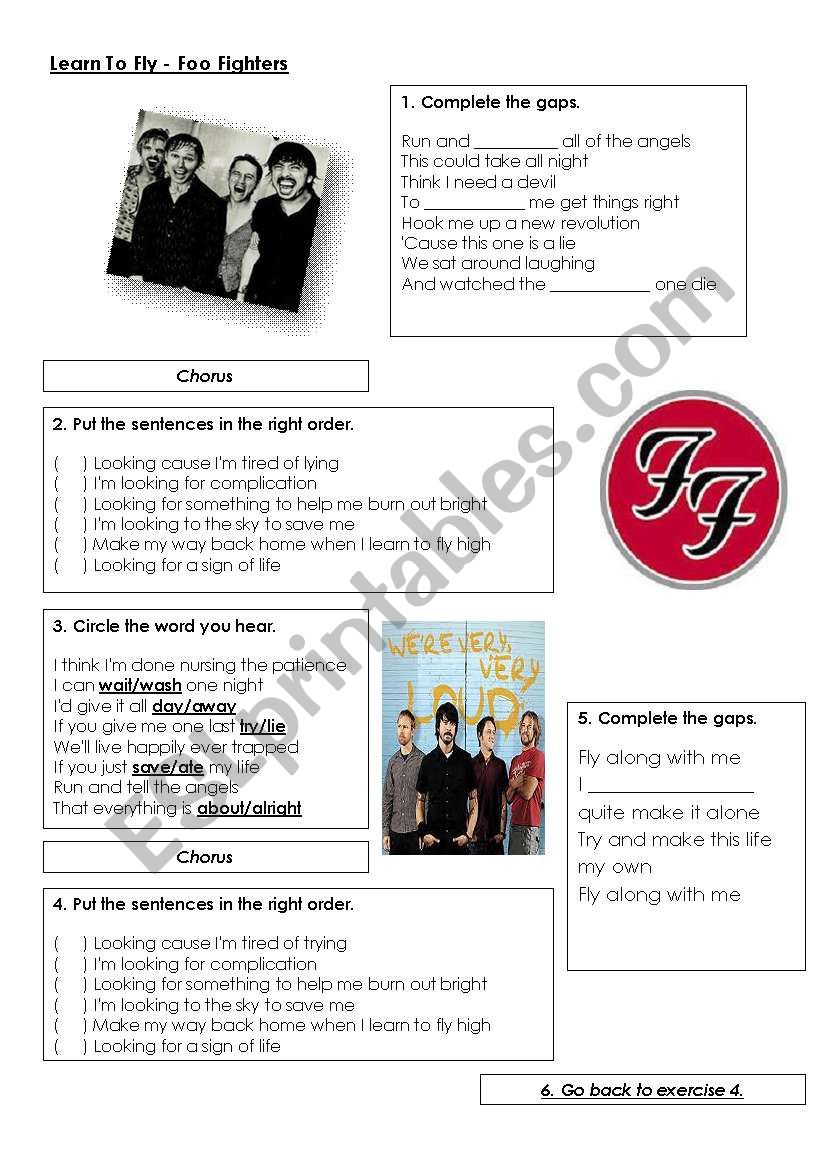 FOO FIGHTERS - LEARN TO FLY worksheet